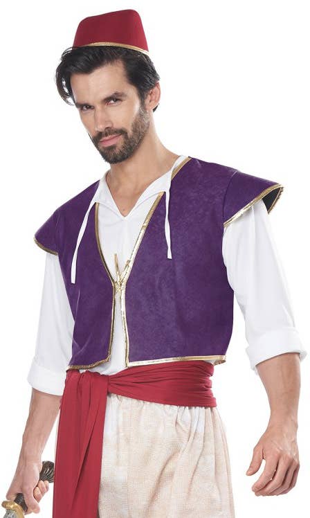 Men's Aladdin Arabian Folk Hero Fancy Dress Arabian Costume - Close Image