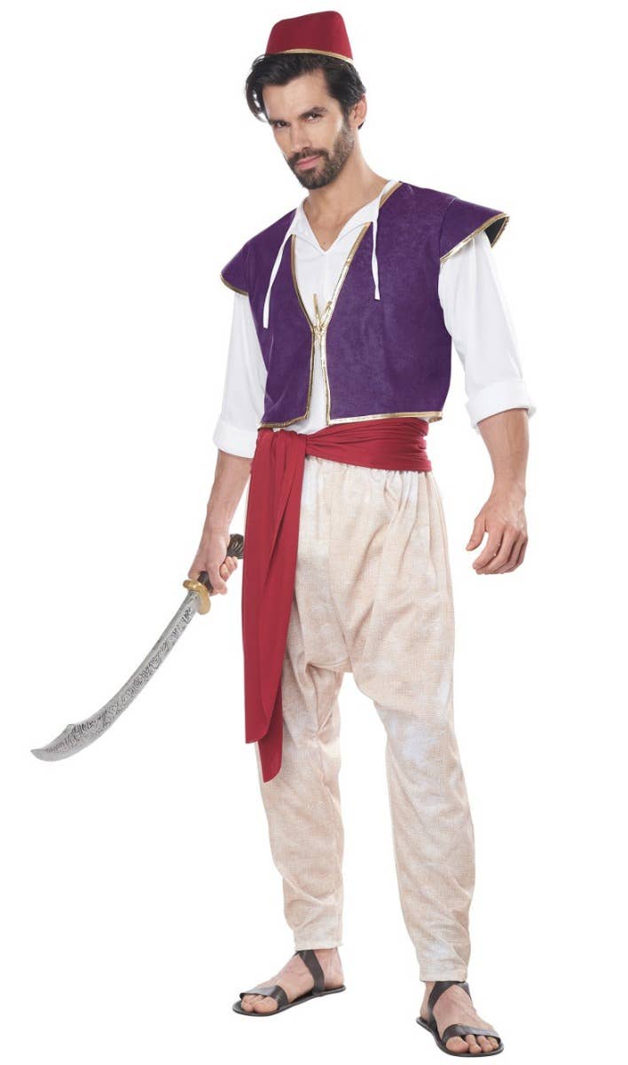 Men's Aladdin Arabian Folk Hero Fancy Dress Arabian Costume - Main Image