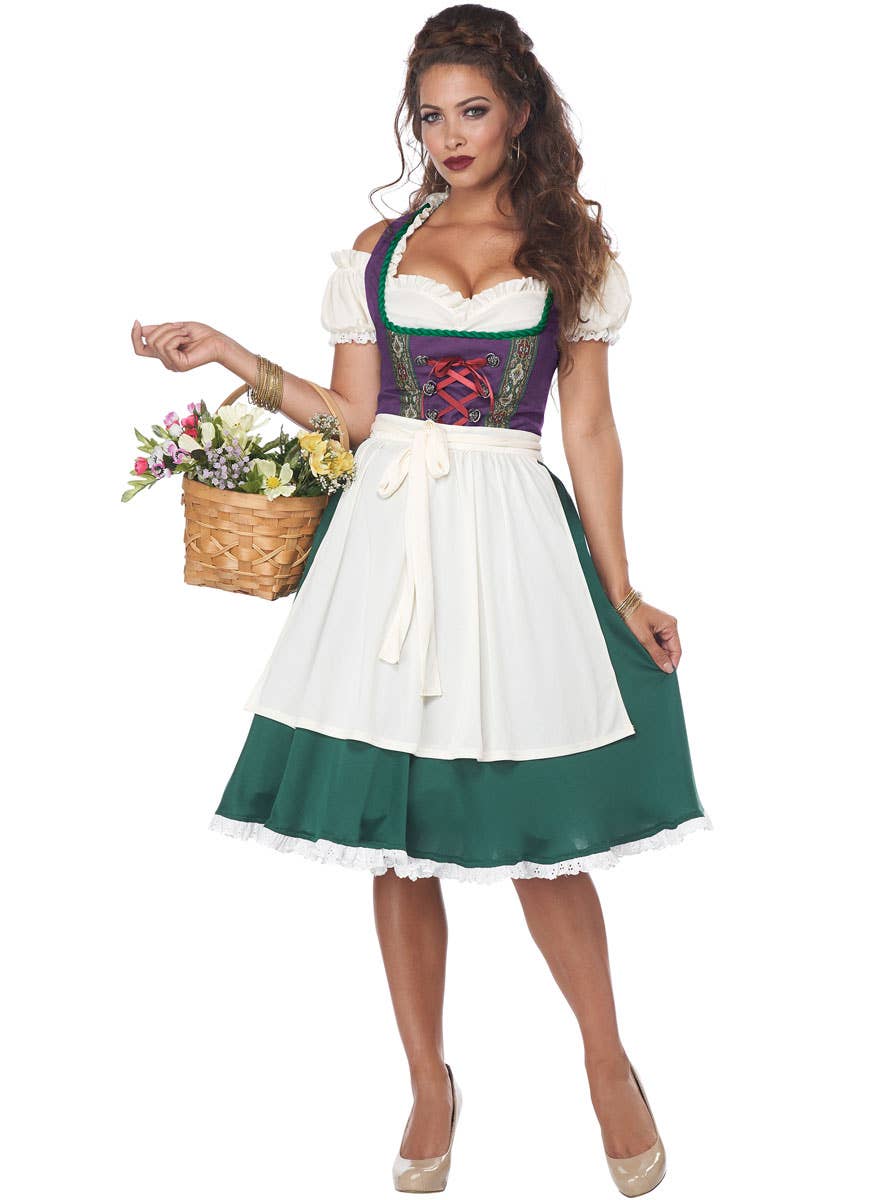 Purple and Green Women's Bavarian Beer Maid Oktoberfest Costume Alternative Image