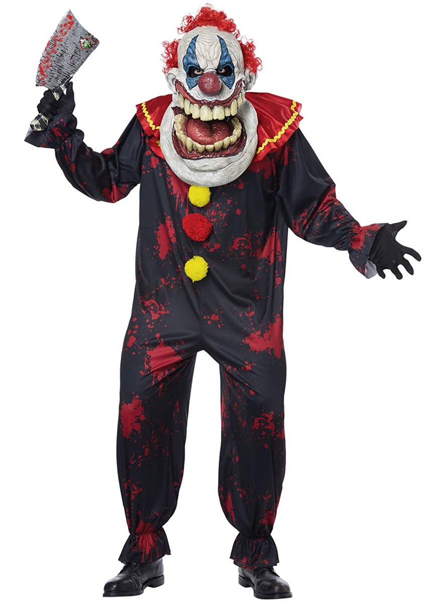 Men's Deluxe Die Laughing Evil Clown Halloween Costume Front Image