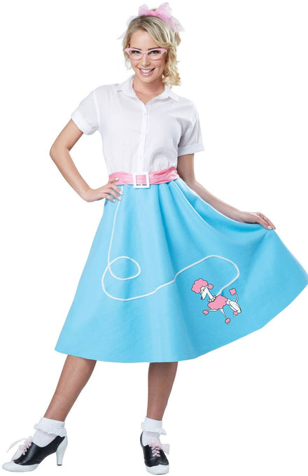 Blue and White 50s Rockabilly Women's Costume Main Image