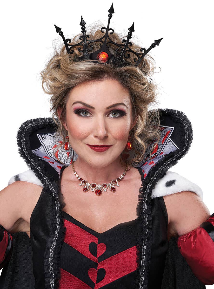 Super Deluxe Women's Dark Queen of Hearts Costume Crown Image