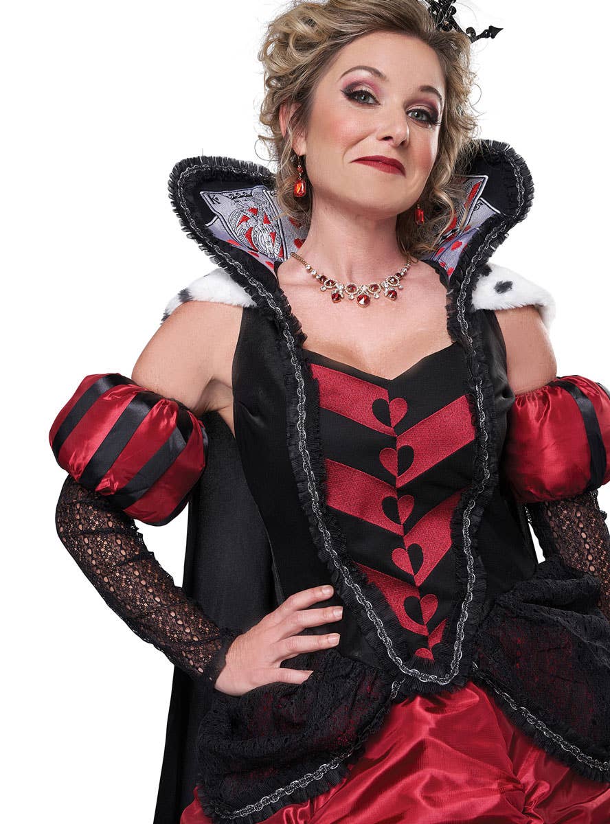 Super Deluxe Women's Dark Queen of Hearts Costume Top Image