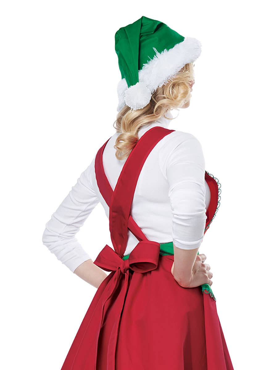 Image of Elf in Charge Women's Fancy Dress Christmas Costume - Back Image