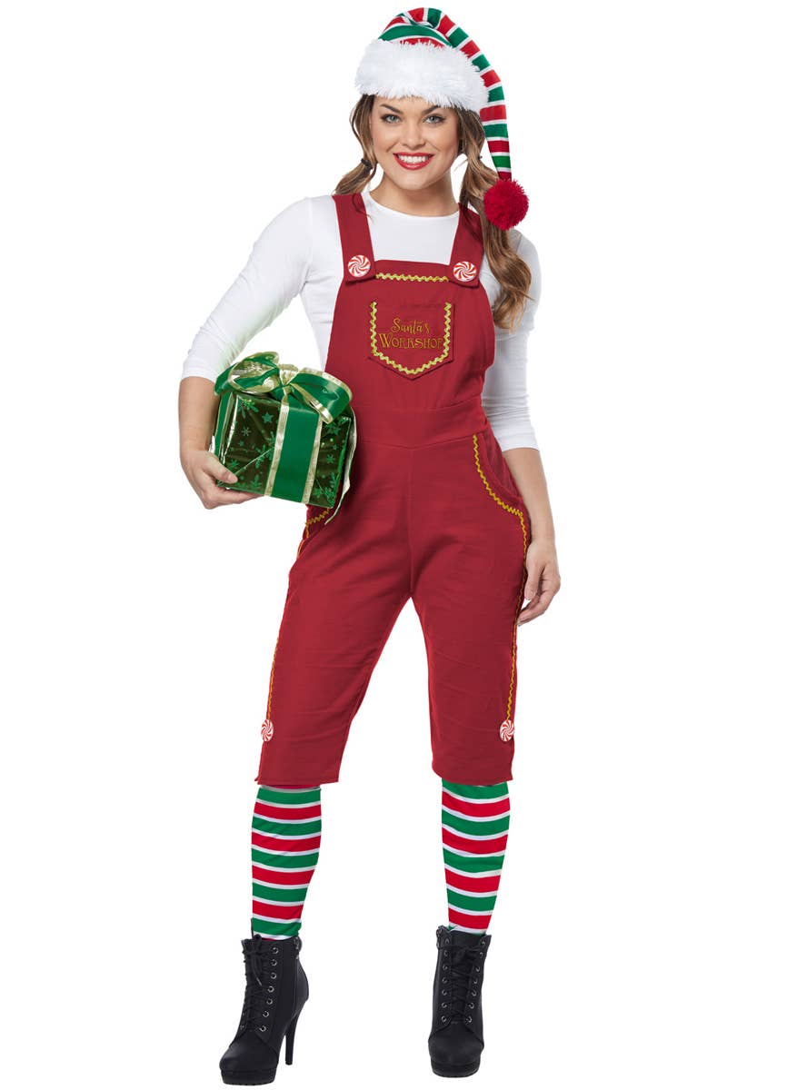 Red Santa's Workshop Elf Costume Women's Christmas Outfit Main Image