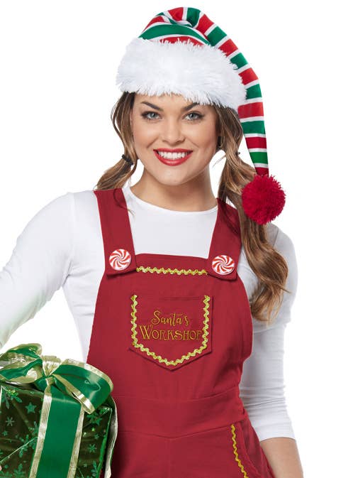 Red Santa's Workshop Elf Costume Women's Christmas Outfit Close Image 2