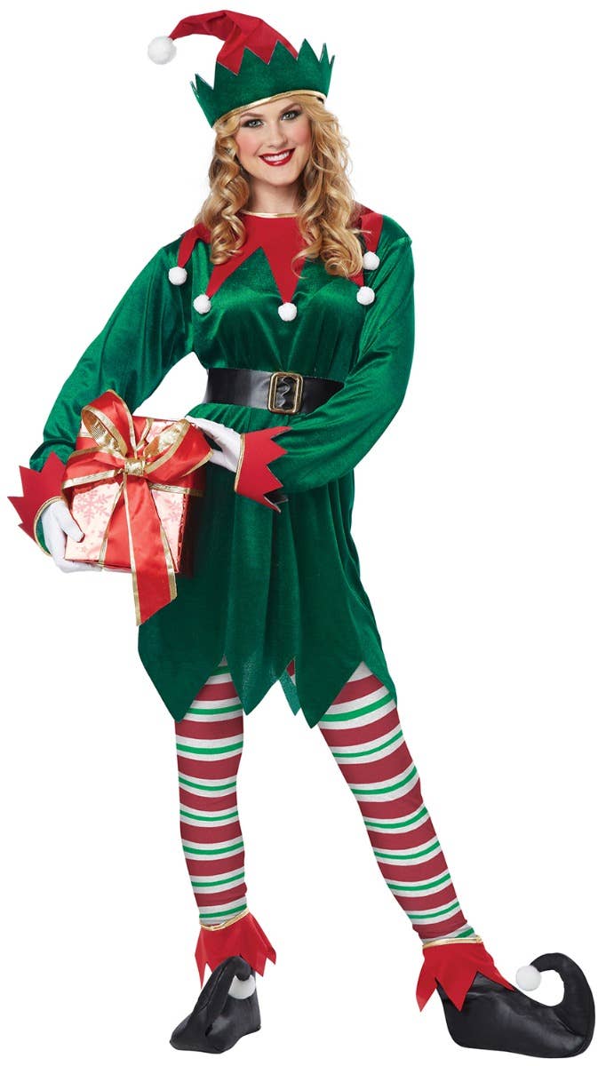 Image of Christmas Elf Adults Fancy Dress Costume - Women's Image