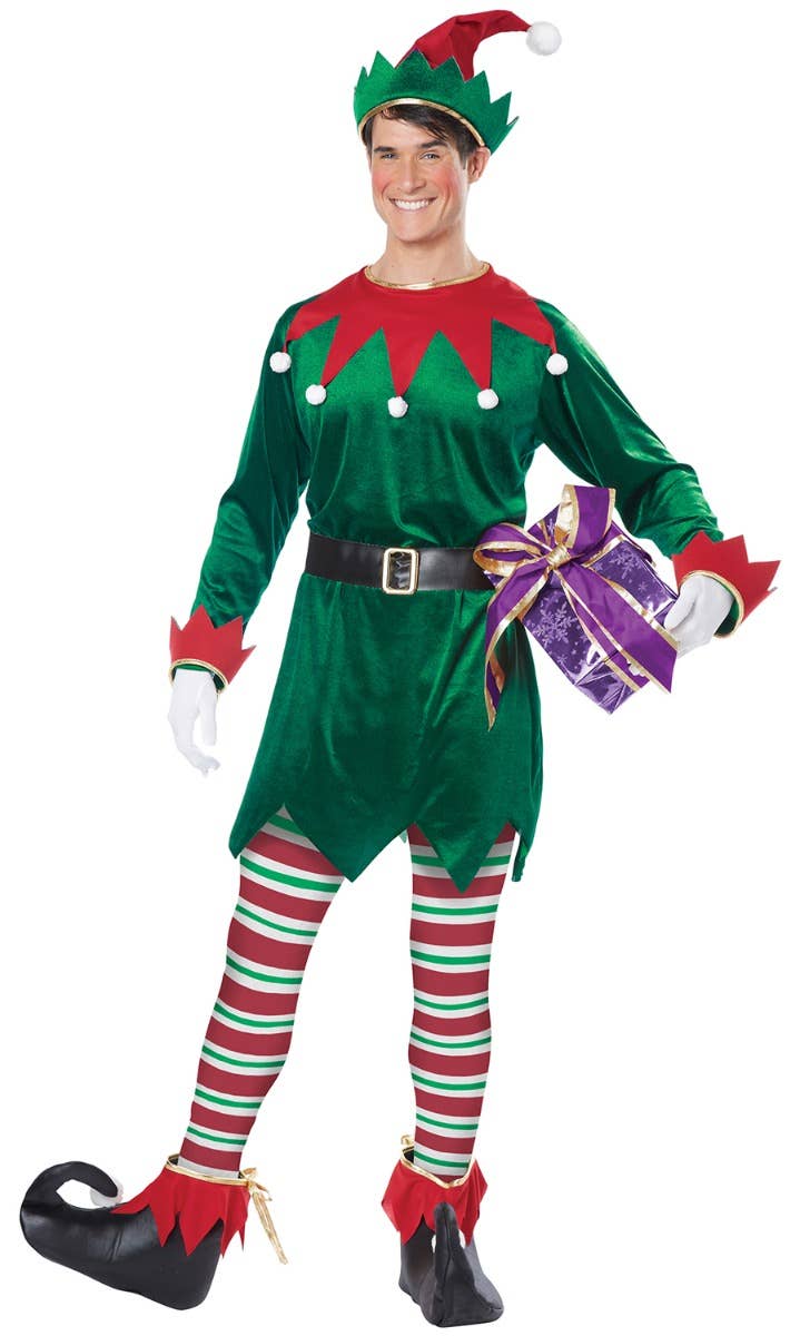 Image of Christmas Elf Adults Fancy Dress Costume - Men's Image