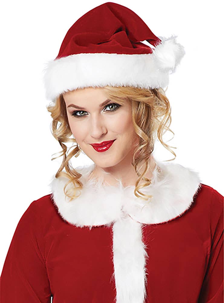 Super Deluxe Mrs Claus Women's Christmas Dress Costume Hat Image 