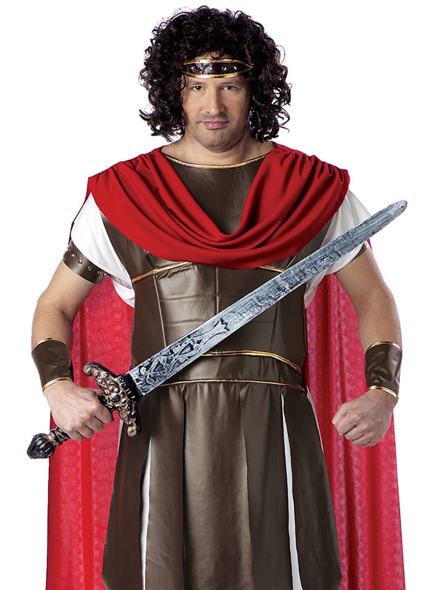 Plus Size Men's Roman Gladiator Fancy Dress Costume Close Image