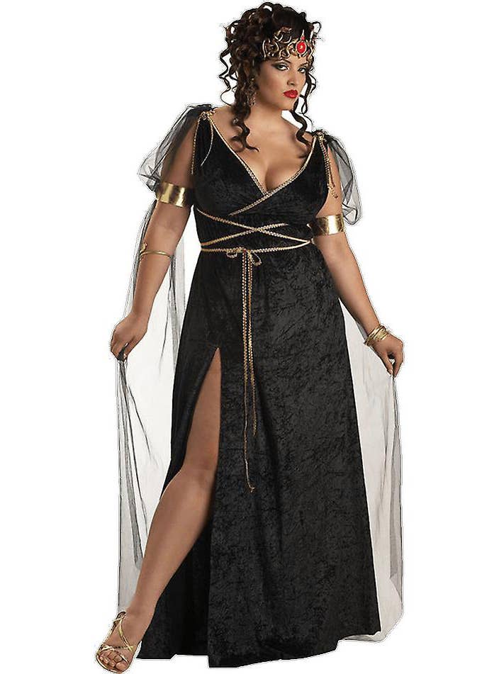 Medusa Black and Gold Mythical Plus Size Toga Womens  Costume Alt image