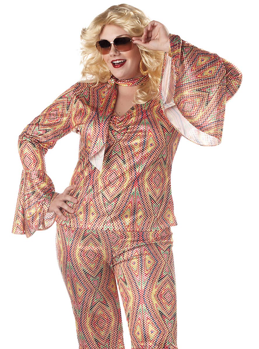 Plus Size Women's 70's Disco Fancy Dress Costume Close Image