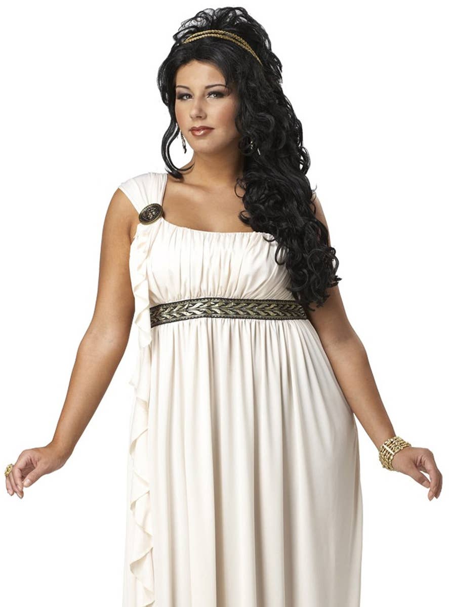 Olympic Goddess Long White Togo Fancy Dress Women's Plus Size Costume Close Image