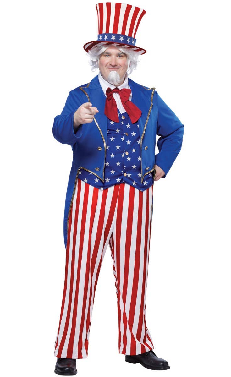 Uncle Sam Plus Size Mens Fancy Dress Costume - Main Image