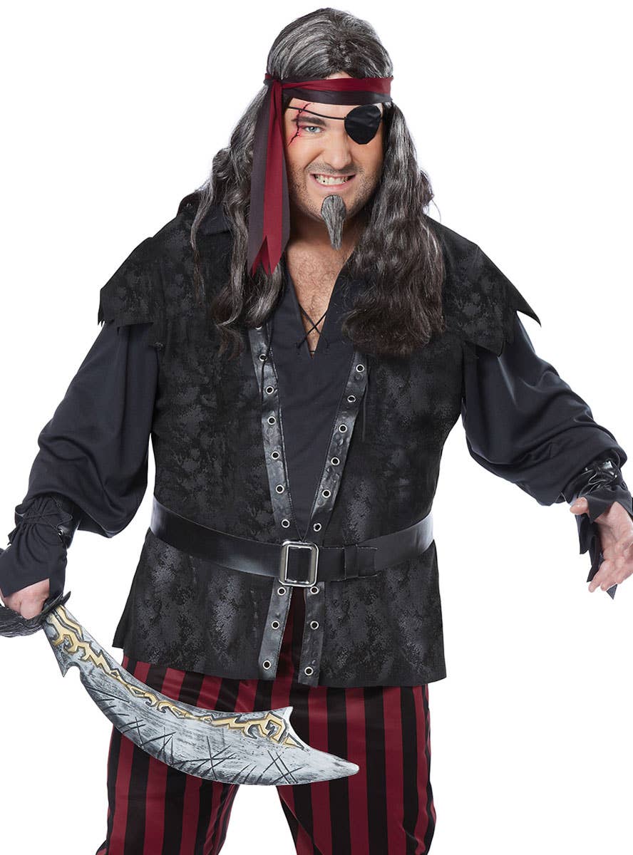 Men's Plus Size Ruthless Rogue Pirate Costume - Close View