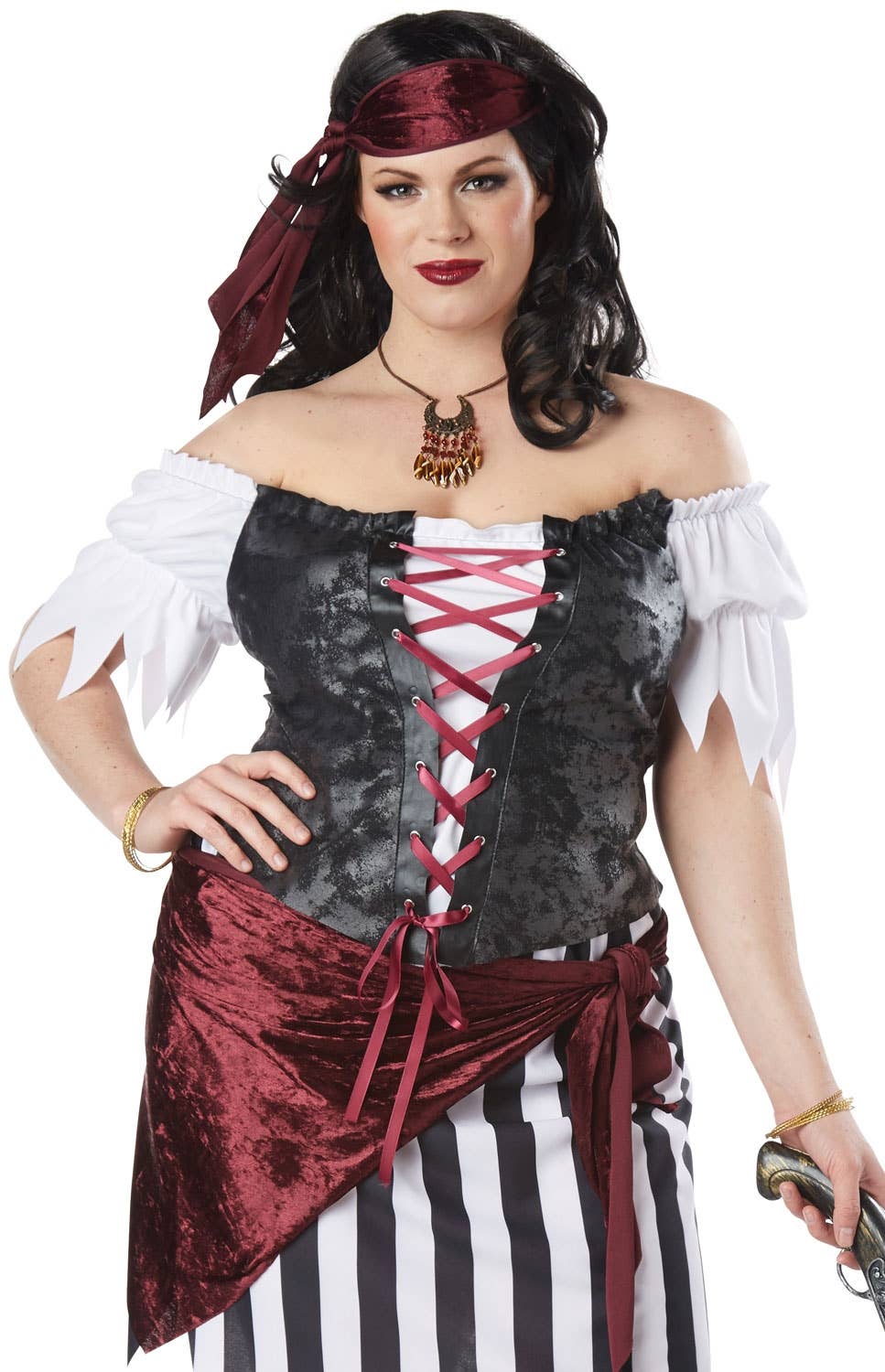 Women's Plus Size Pirate Beauty Fancy Dress Costume Close Up Image