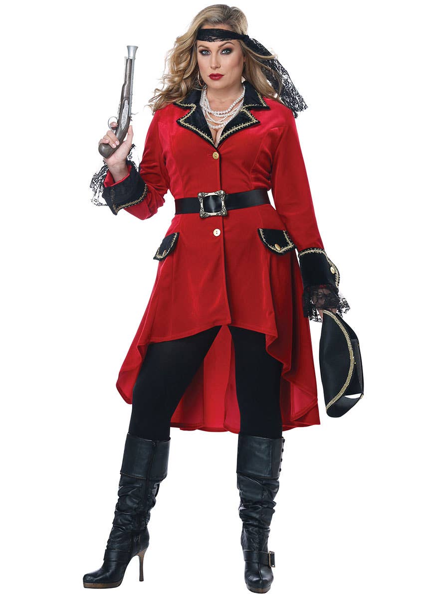 Plus Size Red High Seas Heroine Pirate Costume for Women Alternative Image