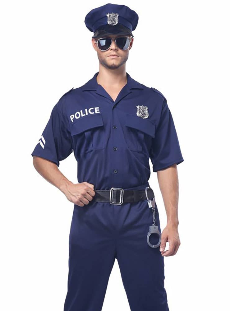 Classic Police Officer Men's Plus Size Fancy Dress Costume Close Image