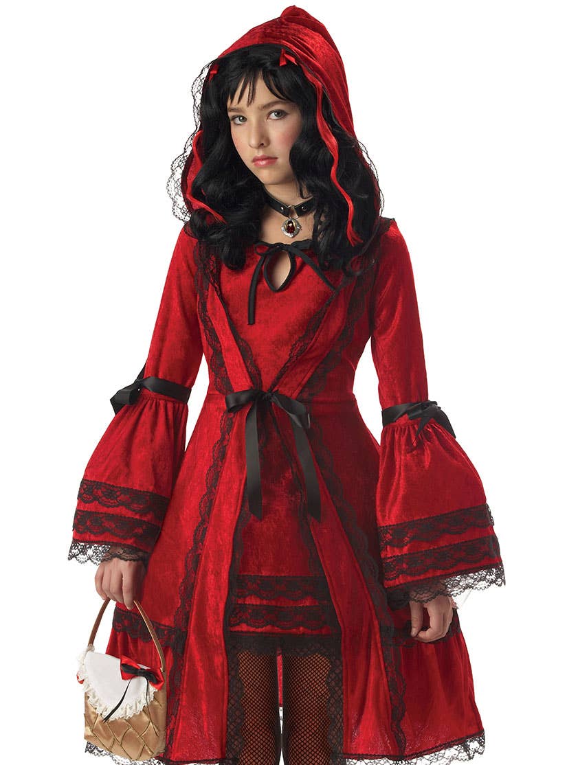 Red Riding Hood Girl's Gothic Costume Close Up View