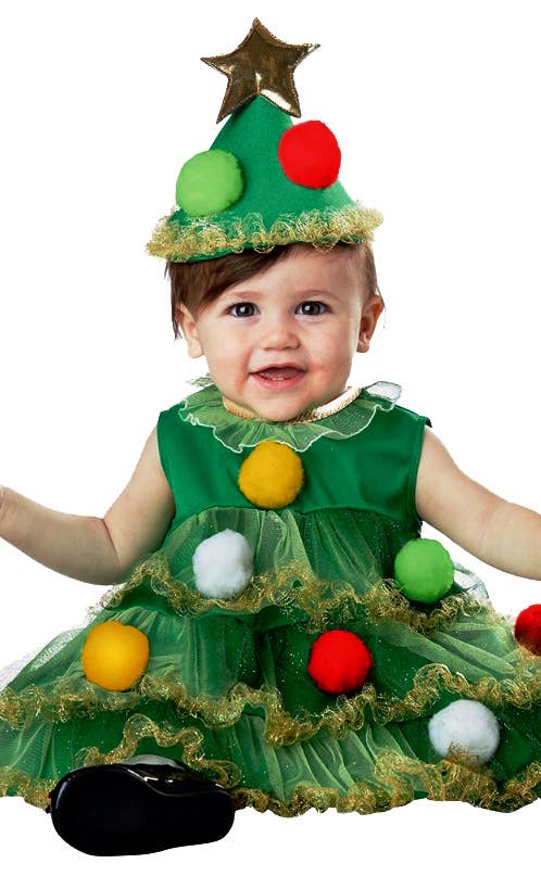 Lil' Christmas Tree Baby and Infant Christmas Fancy Dress Costume Close Up Image