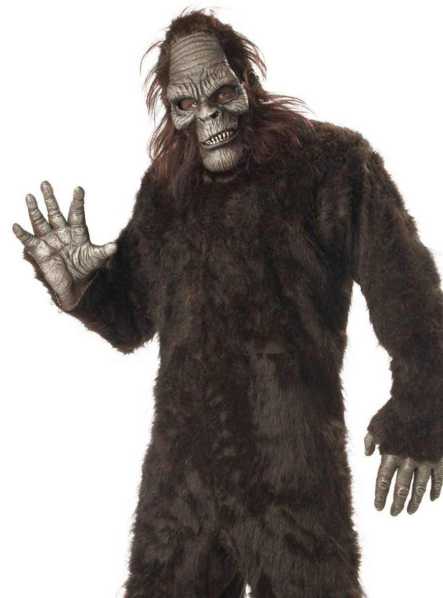 Brown Faux Fur Big Foot Men's Halloween Costume Close-Up Image
