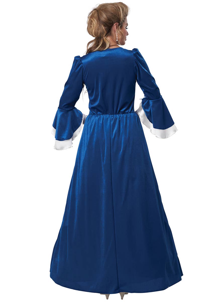 Deluxe Blue Colonial Era Martha Washington Women's Costume - Back Image