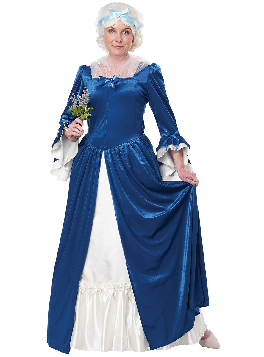 Deluxe Blue Colonial Era Martha Washington Women's Costume - Alternative Style 2 Image 1