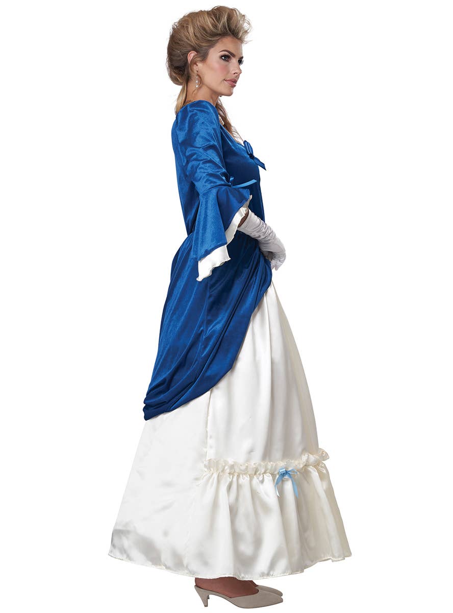 Deluxe Blue Colonial Era Martha Washington Women's Costume - Alternative Style Side Image