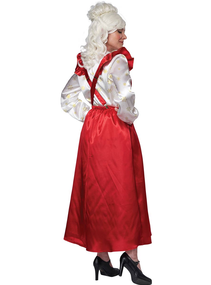 Women's Mrs Claus Red Pinafore Dress with Apron Christmas Costume without Apron - Back Image