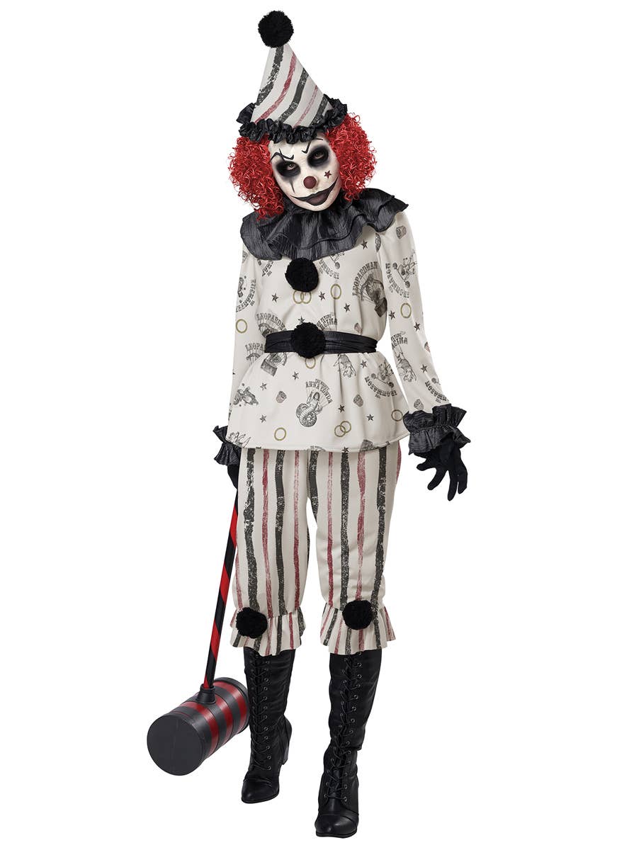 Scary Vintage Creeper Clown Halloween Costume for Women - Alternative Image