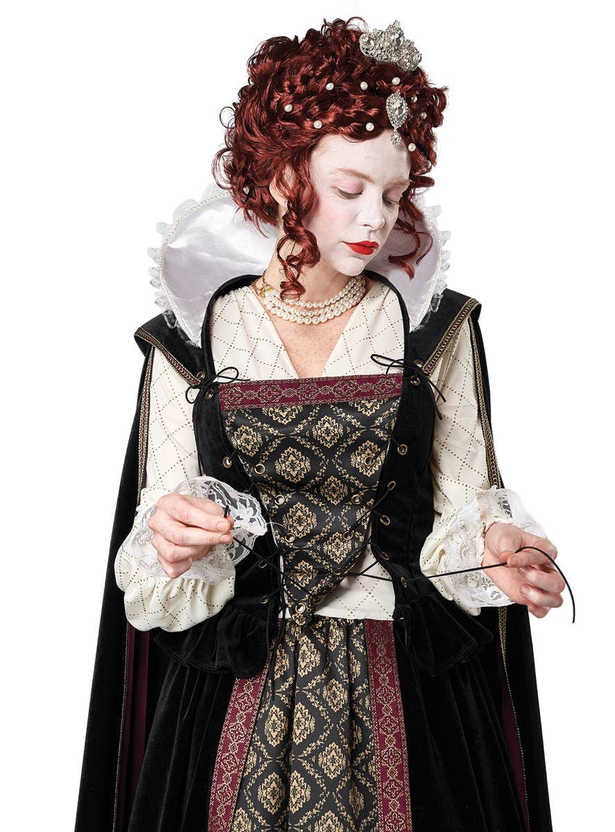 Deluxe Queen Elizabeth I Medieval Women's Costume - Close Up Image 1