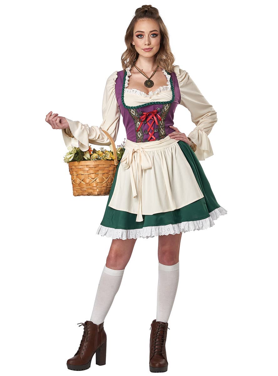Oktoberfest Women's German Beer Garden Girl Costume - Alt Front Image