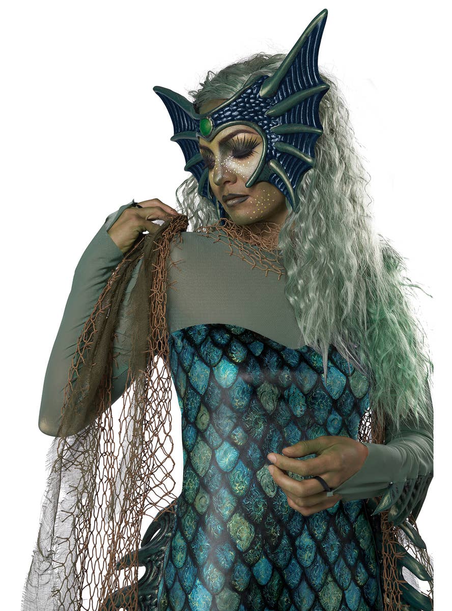 Deluxe Dark Sea Siren Women's Halloween Costume - Close Up Image 1