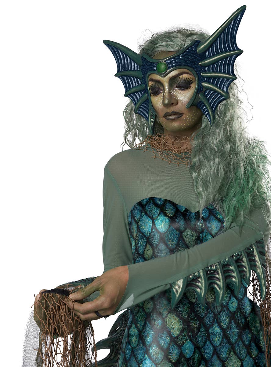 Deluxe Dark Sea Siren Women's Halloween Costume - Close Up Image 2