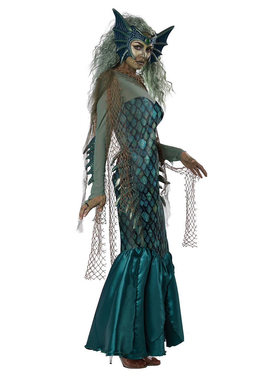 Deluxe Dark Sea Siren Women's Halloween Costume - Side Image