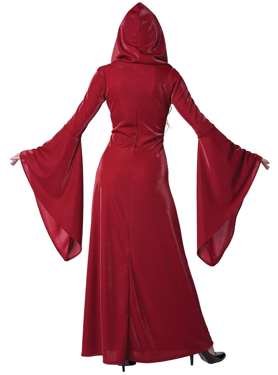 Women's Crimson Red Priestess Halloween Costume - Back Image
