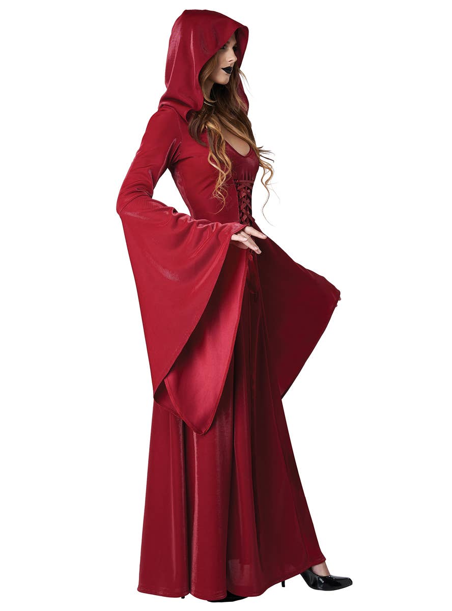 Women's Crimson Red Priestess Halloween Costume - Side Image
