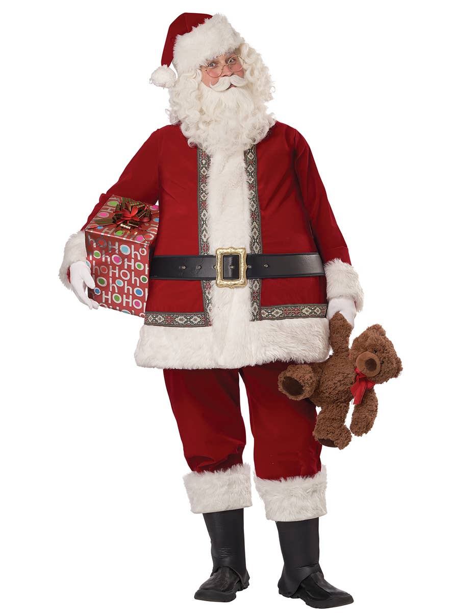 Santa Claus Men's Deluxe Christmas Costume - Alt Front Image 1