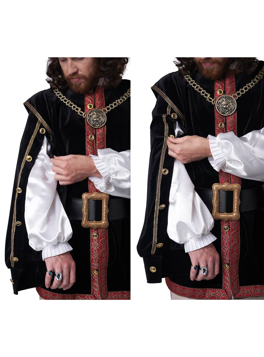 Deluxe Medieval Elizabethan King Men's Costume - Close Up Sleeves Image