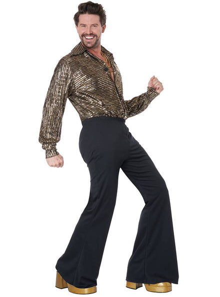 Sparkly Gold Men's 1970's Disco Guy Costume 