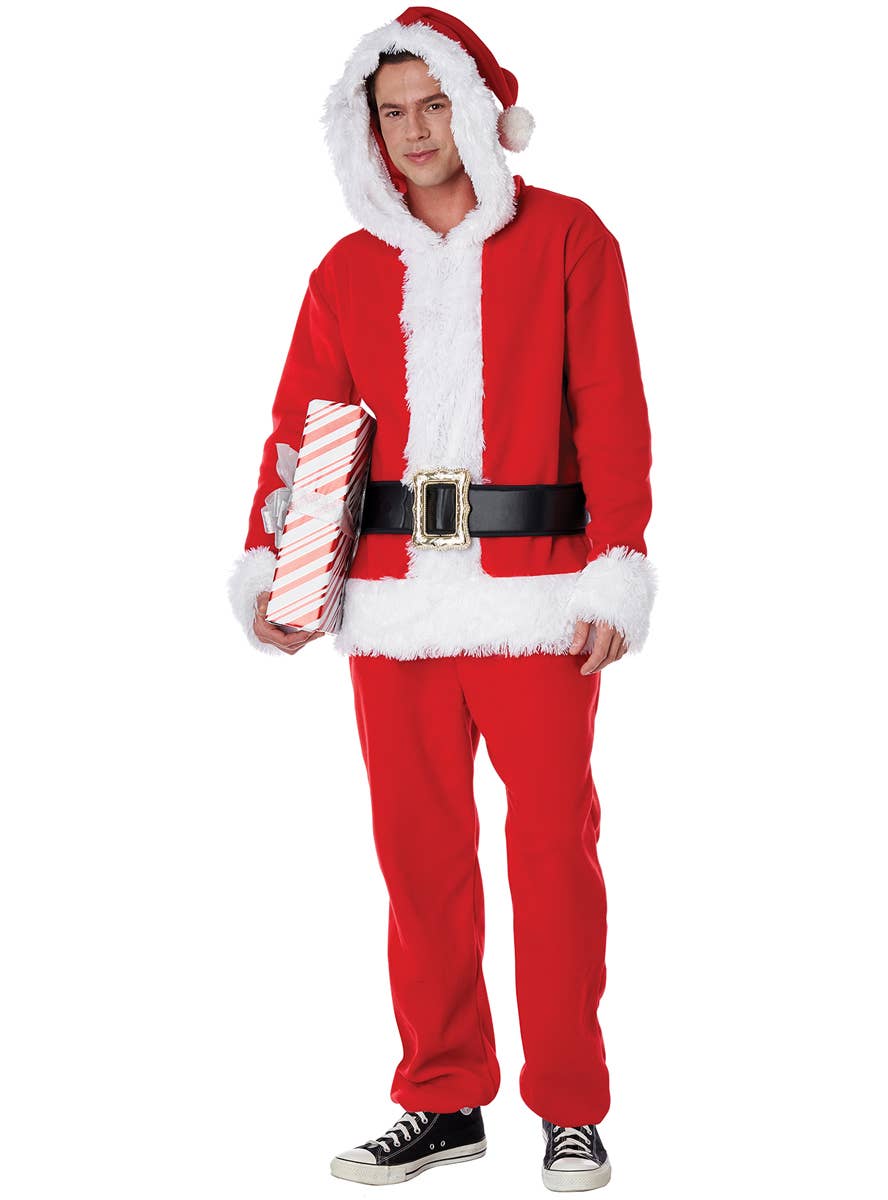 Fleece Santa Claus Christmas Costume for Unisex Adults - Men's Front Image