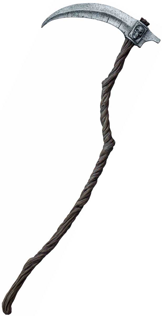 Wooden Look Grim Reaper Scythe With Silver Blade