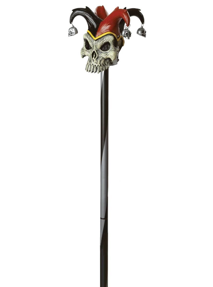 Black Red and White Jester Skull Halloween Costume Cane main Image
