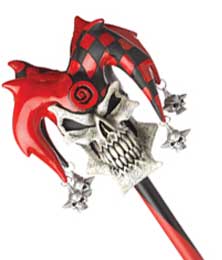 Red Psycho Jester Cane Hallowen Costume Accessory - Close Up Image