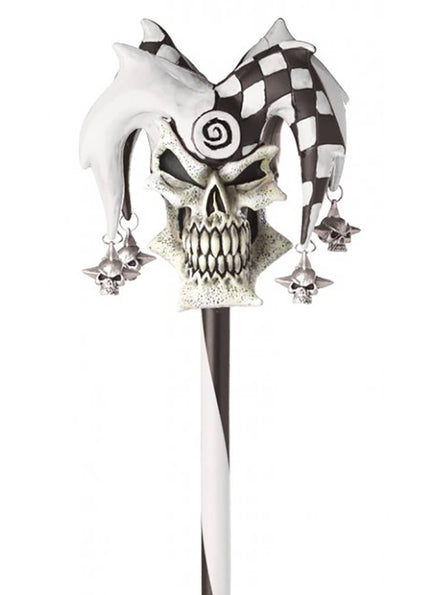 Black and White Psycho Jester Halloween Costume Cane Main Image