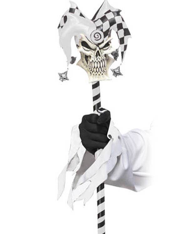 Black and White Psycho Jester Halloween Costume Cane