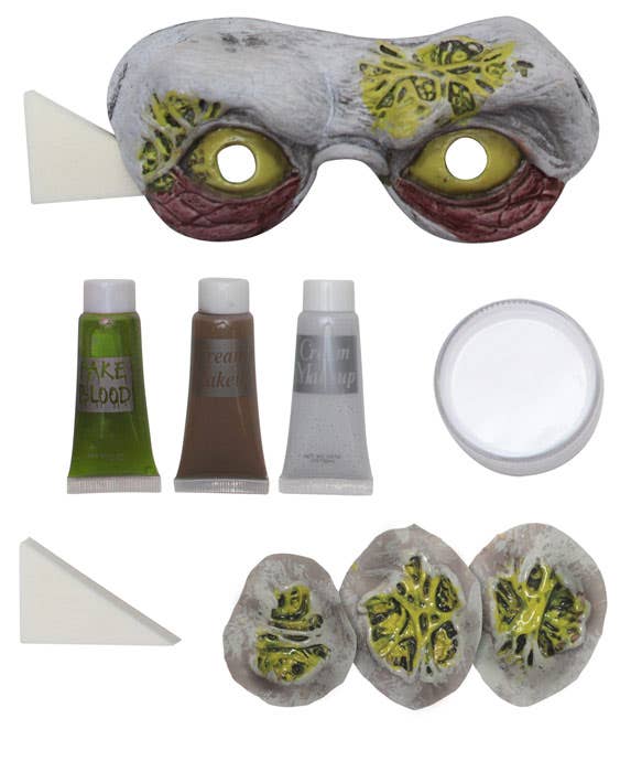 Adult's Zombie Halloween Special Effects Make Up And Mask Kit Costume Accessory Image