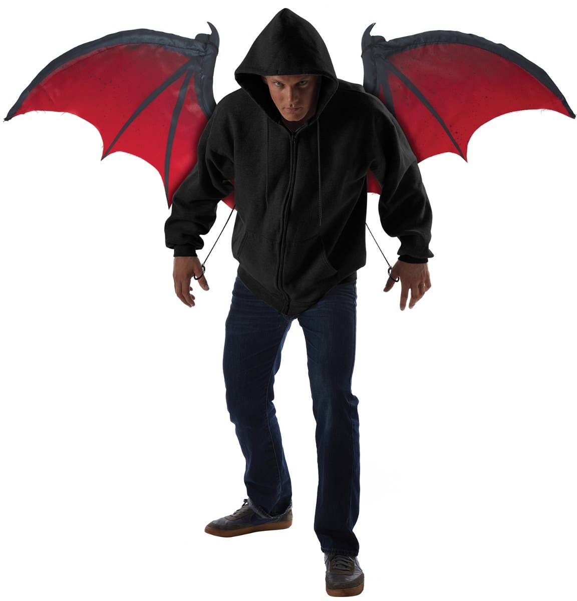 Men's Black And Red Halloween Movable Moving Bat And Devil Costume Wings 1.22m Costume Accessory Main Image