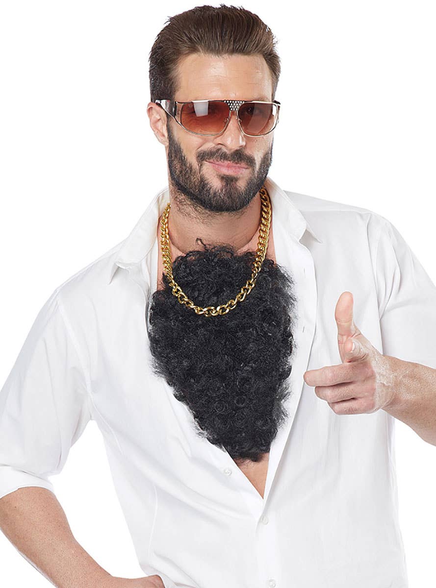 Hairy Black Chest Hair Latex Chest Piece Costume Accessory