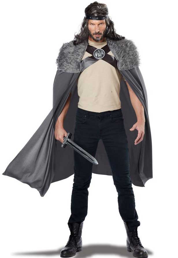Dragon Master Adults Grey Fur Costume Cape